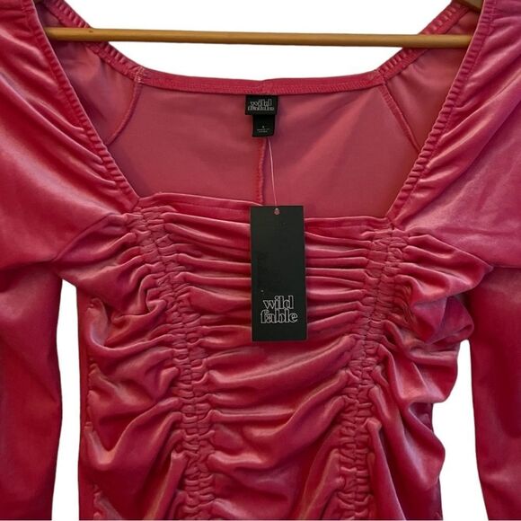 😊 3/$30 Y2K Style Bodycon 2000s Style Size S NWT Wild Fable Pink Velvet Dress - Picture 11 of 13